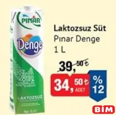 PINAR DENGE LAKTOZSUZ SÜT 1 L PINAR DENGE LAKTOZSUZ SÜT 1 L